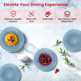 Urbane Home 12 Pcs Ceramic Dinner Set | Dishwasher & Microwave Safe | Crockery Set for Dining & Gifting | 4Pcs Dinner Plates & 2Pcs Serving Bowl & 4Pcs Bowl & 1Pcs Serving Spoon | Blue